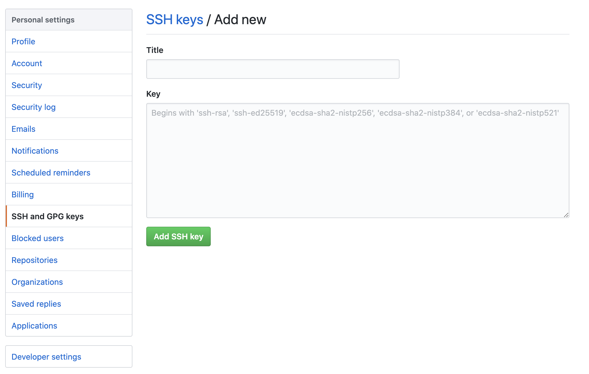 Add SSH key
